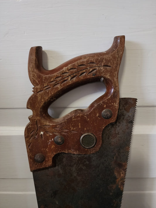 Vtg Hand Saw with Markings 29 1/2"