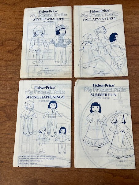Vintage Lot/Set of 4 Fisher Price My Friend Doll Patterns
