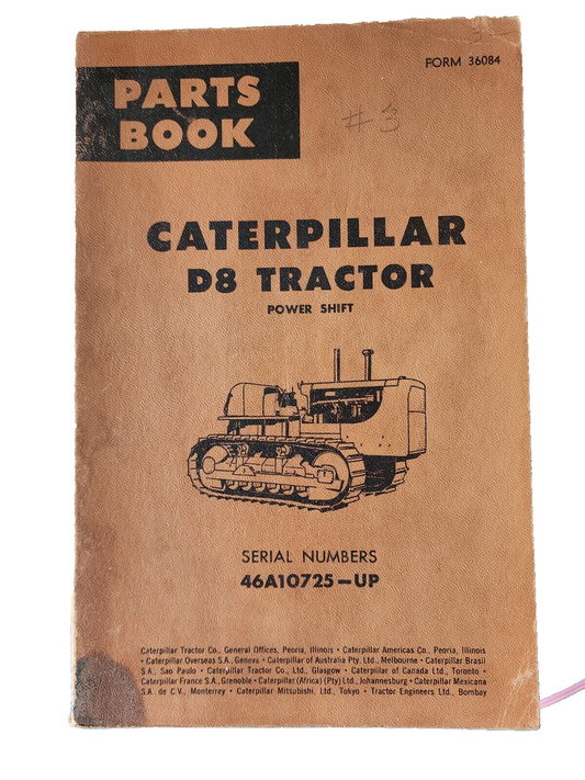 CATERPILLAR D8 TRACTOR POWER SHIFT PARTS BOOK 1970 - 46A10725-UP