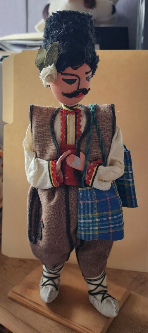 Vtg Doll Bulgaria Male Hand painted 13" Traditional Costume Souvenir