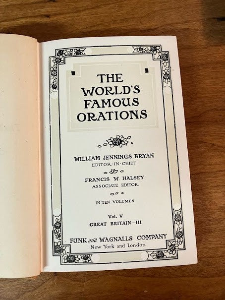 1906 THE WORLD'S FAMEOUS ORATIONS - William Jennings Bryan - 8/10 Volumes