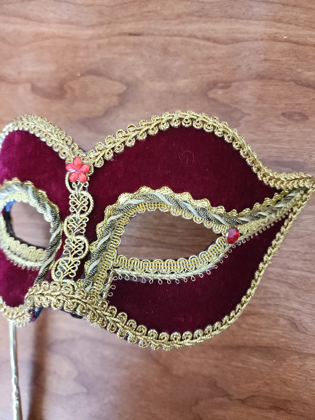 Mardi Gras Red Masquerade Mask on a Stick