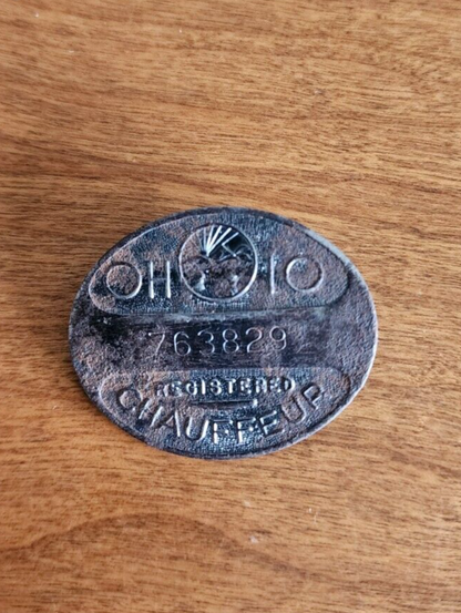 Vtg Ohio Registered Chauffeur Pin #763829