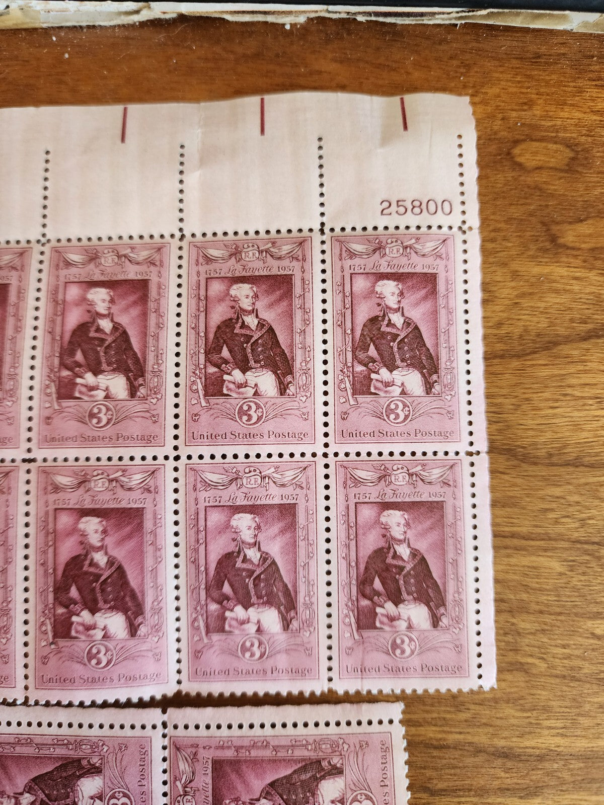 Lot of 16 U.S. Postage 3 ¢ Plate Block 25801 & 25800 La Fayette 1757 - 1957