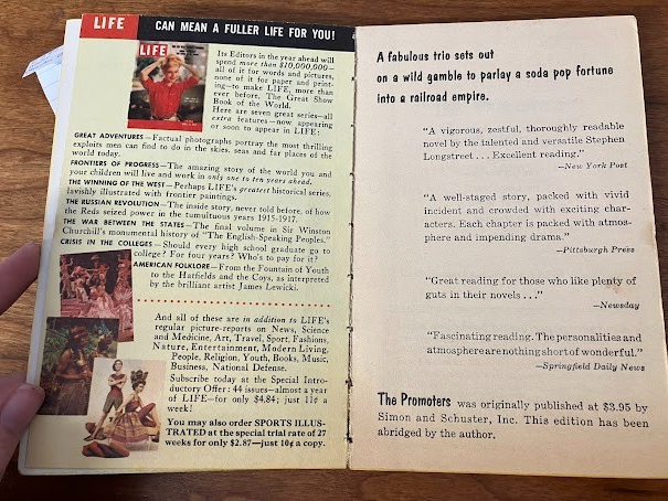 Vintage Paperback -  Stephen Longstreet: THE PROMOTERS