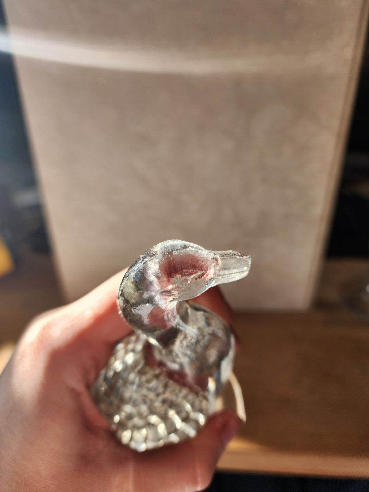 Vintage 4 1/2" Clear Glass Goose Figurine