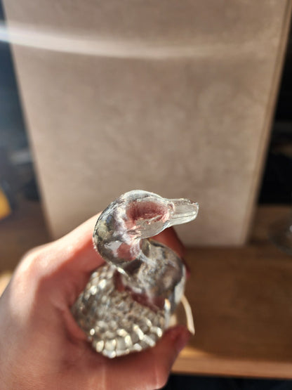 Vintage 4 1/2" Clear Glass Goose Figurine