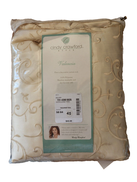 Cindy Crawford waterfall valance VALENCIA, Trooper Teal, Rod Pocket, 50"x84"