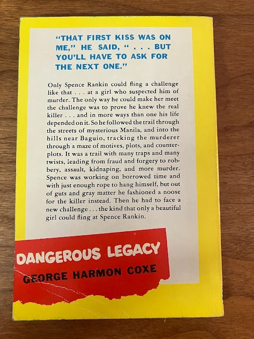 Vtg Paperback - Dangerous Legacy by George Harmon Coxe