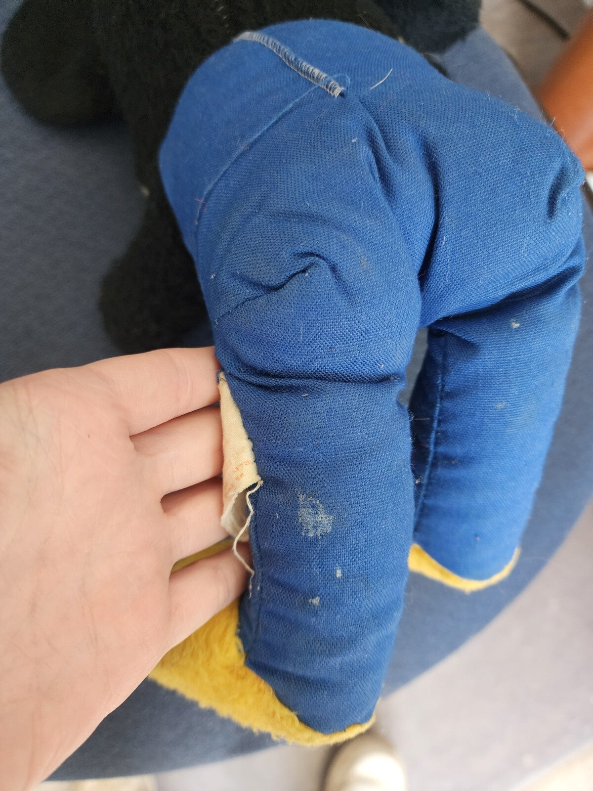 Vtg 1950s Walt Disney Mickey Mouse Plush Stuffed Toy Blue Jumpsuit
