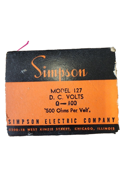 VINTAGE SIMPSON MODEL 127 D.C. MILLIAMPERES 0-10 SQUARE PANEL METER