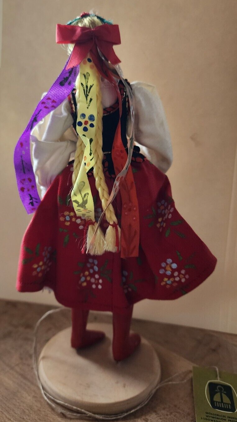 Polish Figurine Folk Art Doll Regional Dress Decor vtg Made In Poland 9"