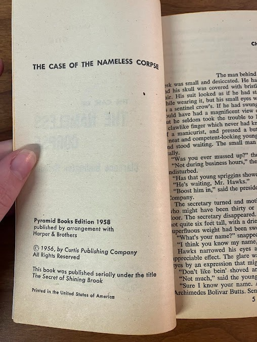 Vtg Paperback - CASE OF THE NAMELESS CORPSE By Clarence Budington Kelland