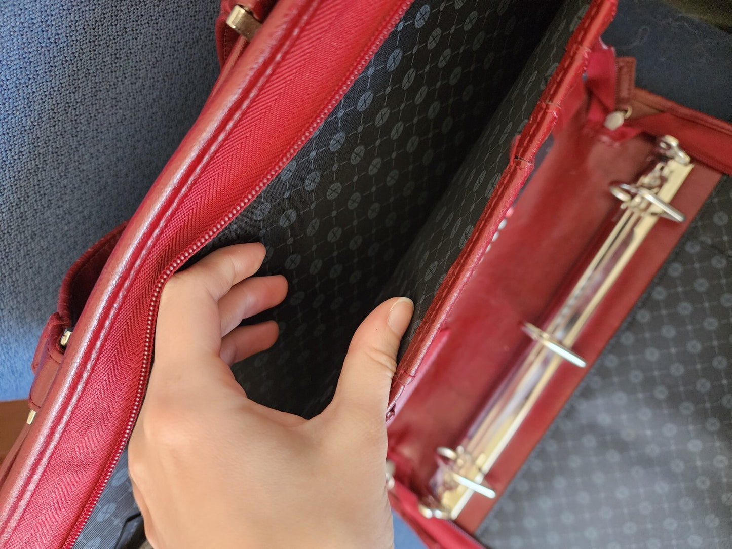 Foray Maroon Faux Leather Briefcase Planner Laptop Bag