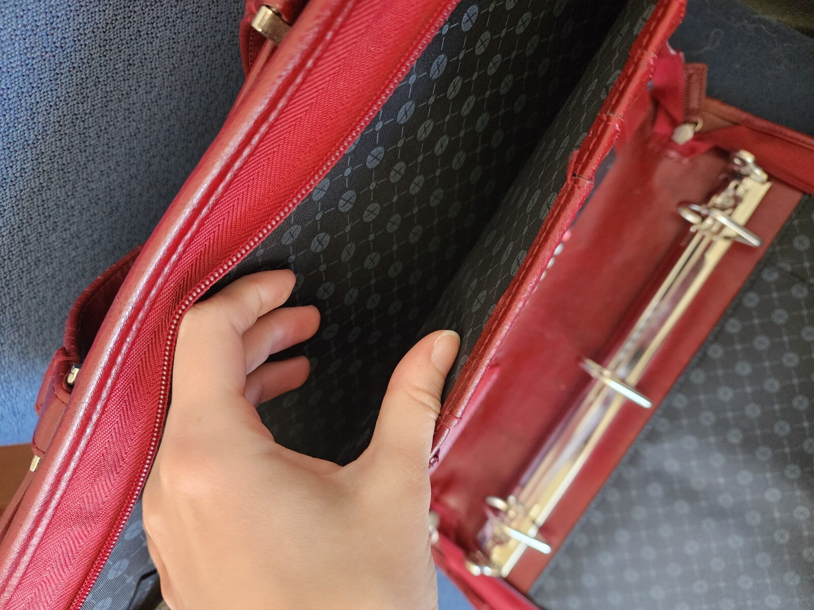 Foray Maroon Faux Leather Briefcase Planner Laptop Bag