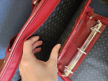 Foray Maroon Faux Leather Briefcase Planner Laptop Bag