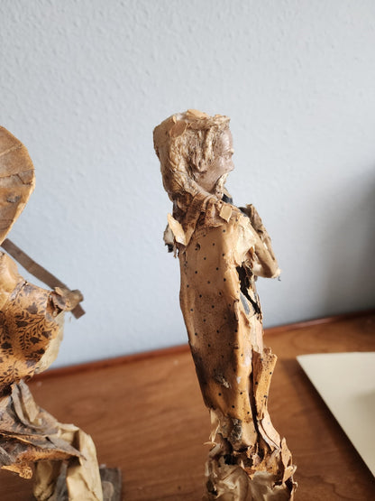 Folk Art Paper Mache Dolls - Violin & Pig