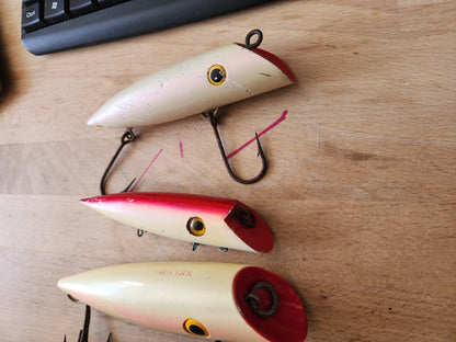 Vintage Salmon Plug 2 5" Wood Fishing Lures and 1 6" (Lot of 3)