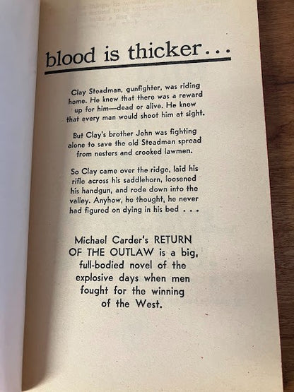 Bantam Books - RETURN OF THE OUTLAW by MICHAEL CARDER