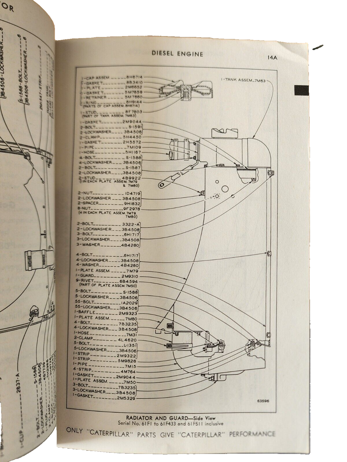 CATERPILLAR 619 TRACTOR POWER SHIFT PARTS BOOK 1970 SERIAL 61F1-UP