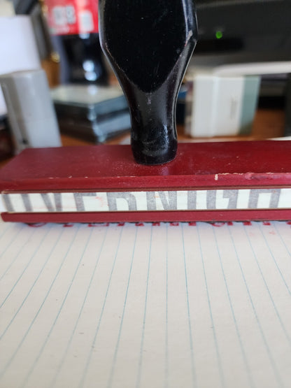Overnight 5" Rubber and Wooden Stamp