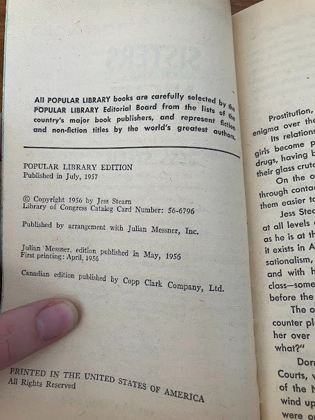 Vtg Paperback - SISTERS OF THE NIGHT By Jess Stearn