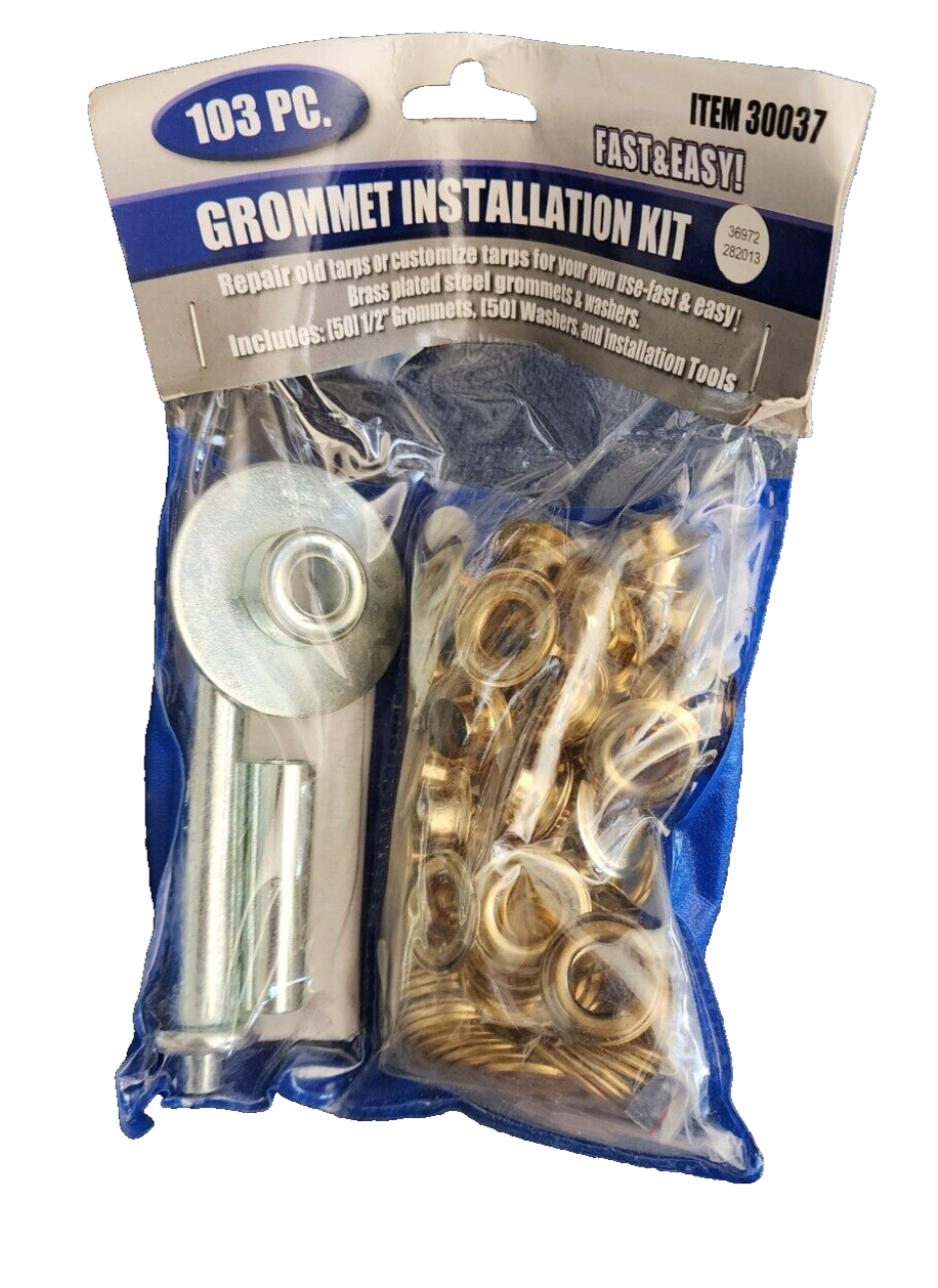 BRAND NEW 103 PIECE GROMMET INSTALLATION KIT-501 1/2" GROMMETS,WASHERS & TOOLS