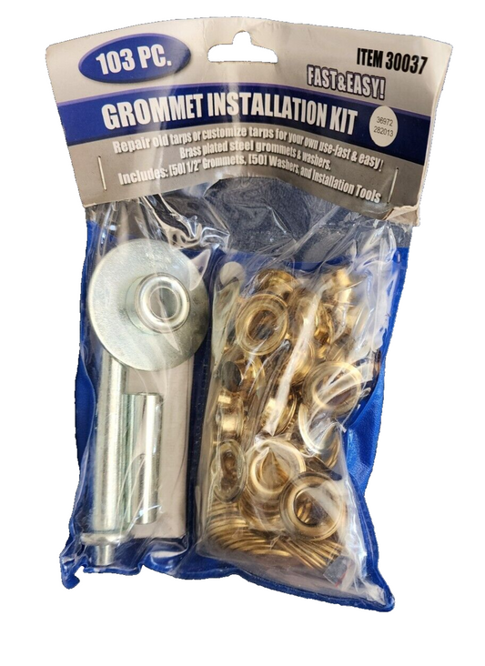 BRAND NEW 103 PIECE GROMMET INSTALLATION KIT-501 1/2" GROMMETS,WASHERS & TOOLS