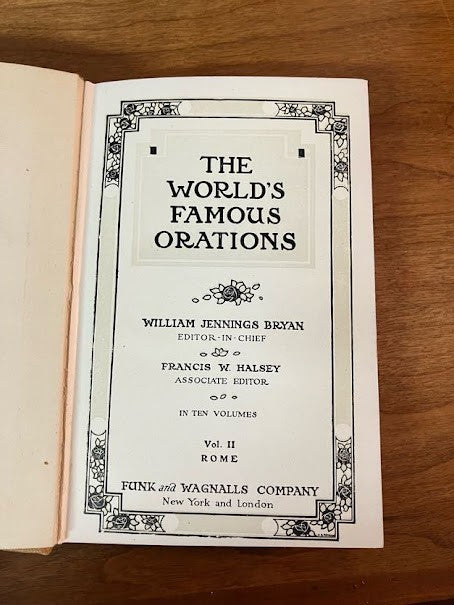1906 THE WORLD'S FAMEOUS ORATIONS - William Jennings Bryan - 8/10 Volumes