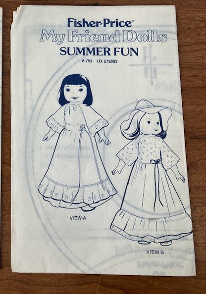 Vintage Lot/Set of 4 Fisher Price My Friend Doll Patterns
