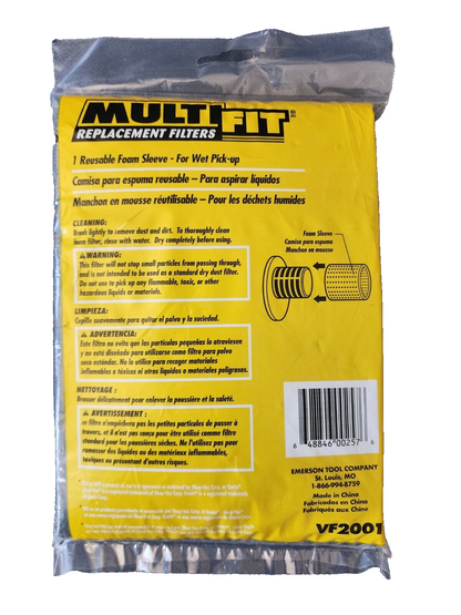 MultiFit VF2001 Shop-Vac Reusable Replacement Filter