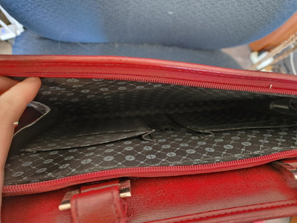 Foray Maroon Faux Leather Briefcase Planner Laptop Bag