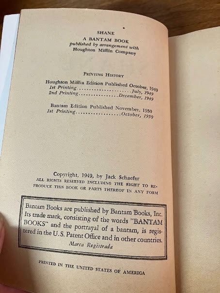 SHANE by Jeck Schaefer