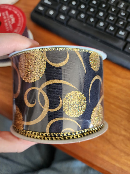 2 Glitter Christmas Wired Edge Ribbon - 1.5” x 30' and 2.5 in x 30'
