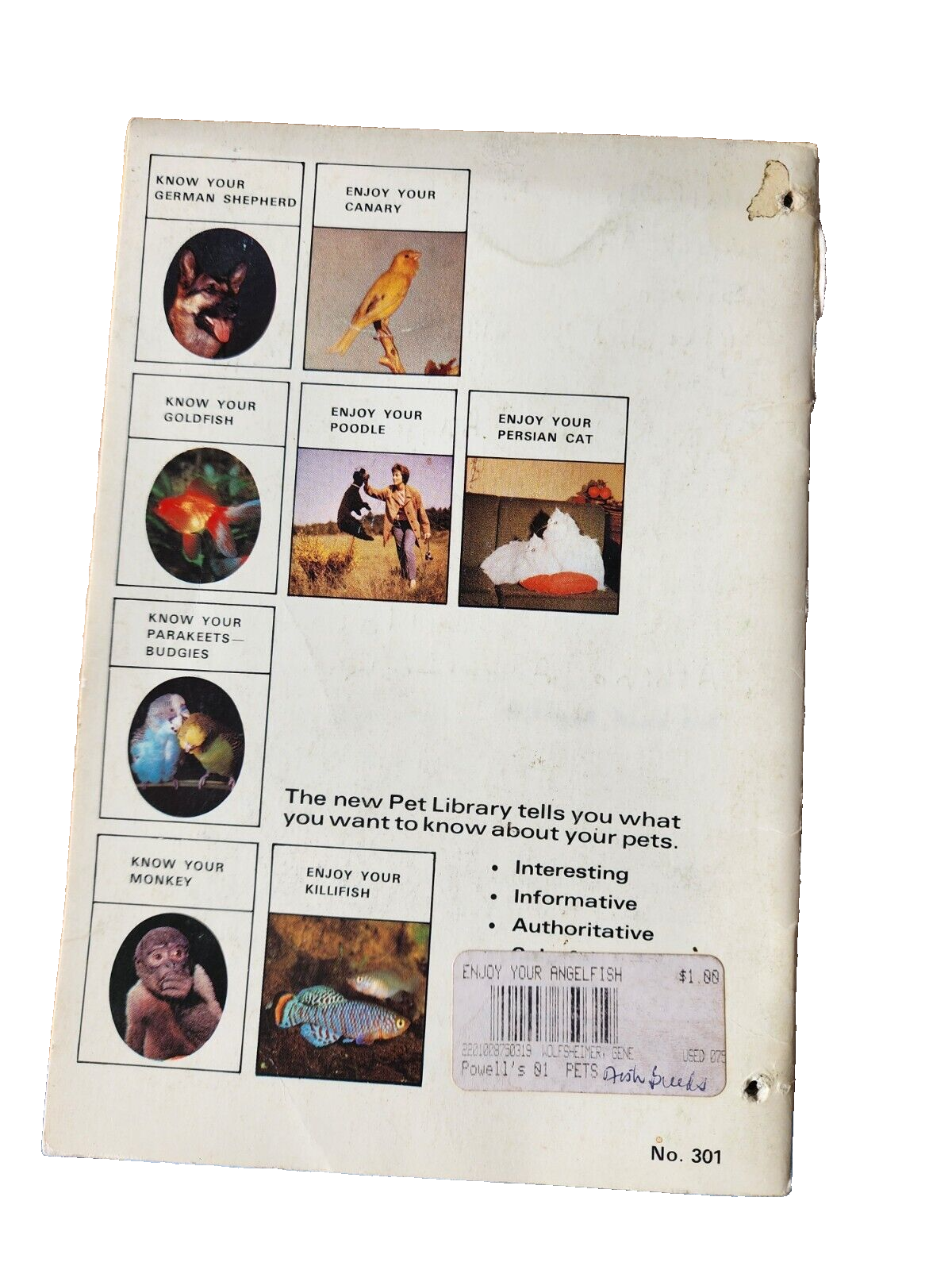 Enjoy Your Angelfish Book By Gene Wolfsheimer 1967