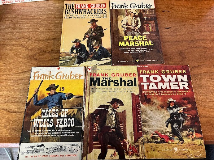 Bantam Books by Frank Gruber - Lot of 5 Vintage Paperback - Pulp Western