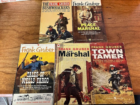 Bantam Books by Frank Gruber - Lot of 5 Vintage Paperback - Pulp Western