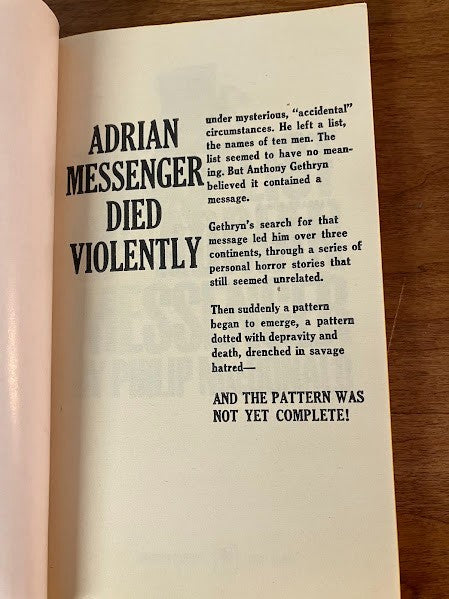 Bantam Book - THE LIST OF ADRIAN MESSENGER by Philip MacDonald