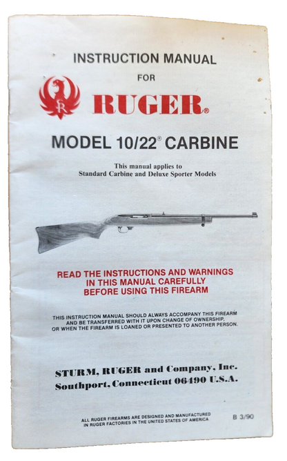 Ruger Model 10/22 Carbine Instruction Manual Vintage