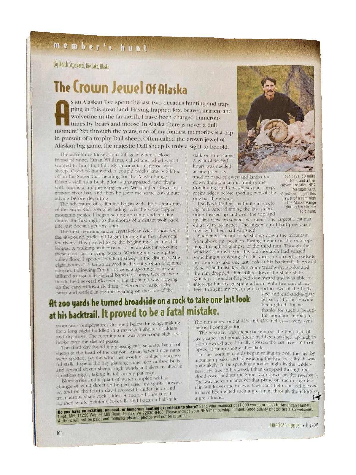 AMERICAN HUNTER MAGAZINE - JANUARY 2003