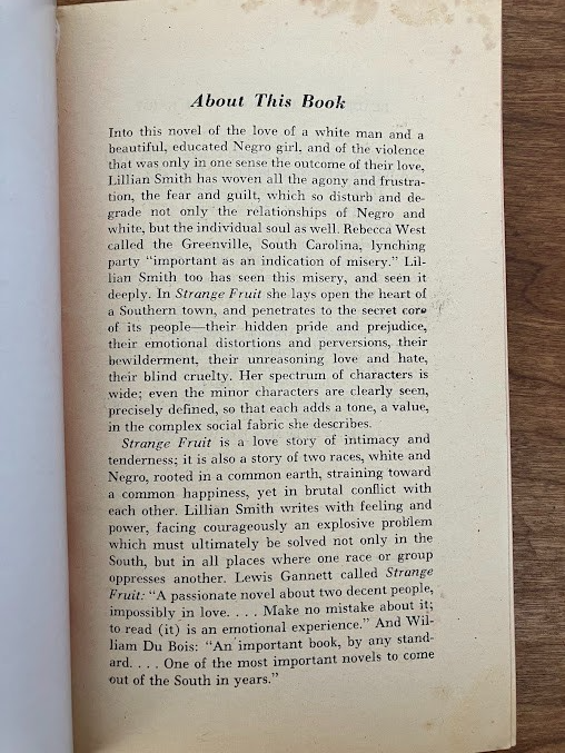 Vtg Paperback - STRANGE FRUIT by Lillian Smith