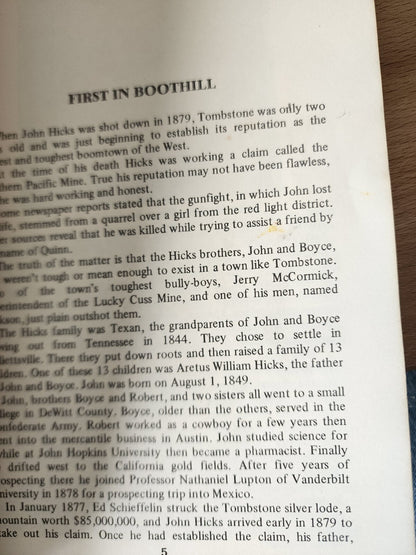 The Residents Of Tombstone's Boothill 1971 First Edition by Ben T. Traywick