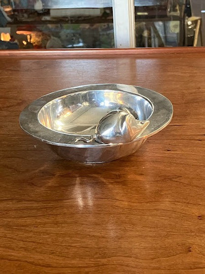 Cast aluminum mouse decorative serving bowl/candy dish