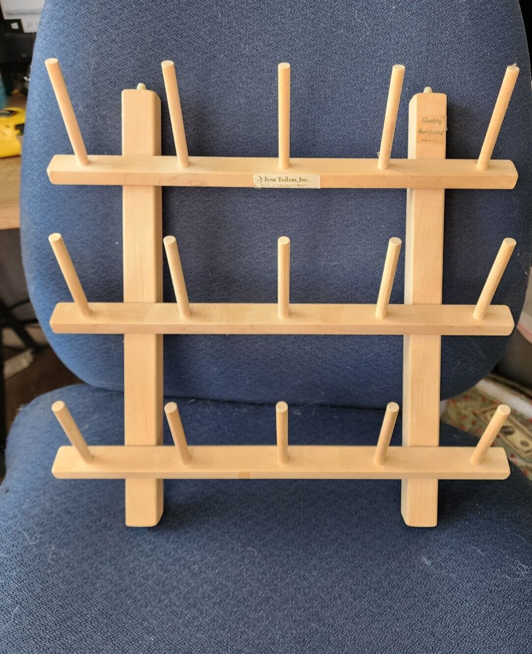 Wall Mount June Tailor Sewing 15 Thread Spool Holder Wood