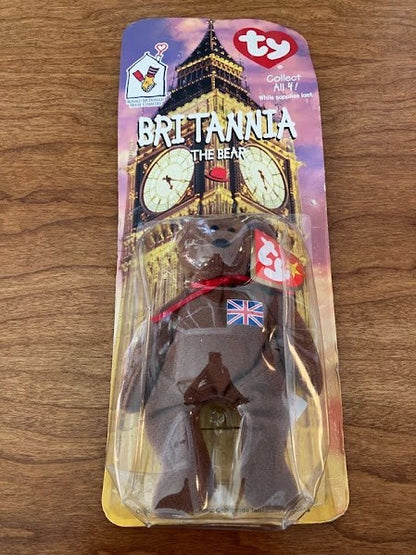 TY McDonalds Beanie Baby - Erin Maple Britannia Glory the Bear - FULL SET OF 4