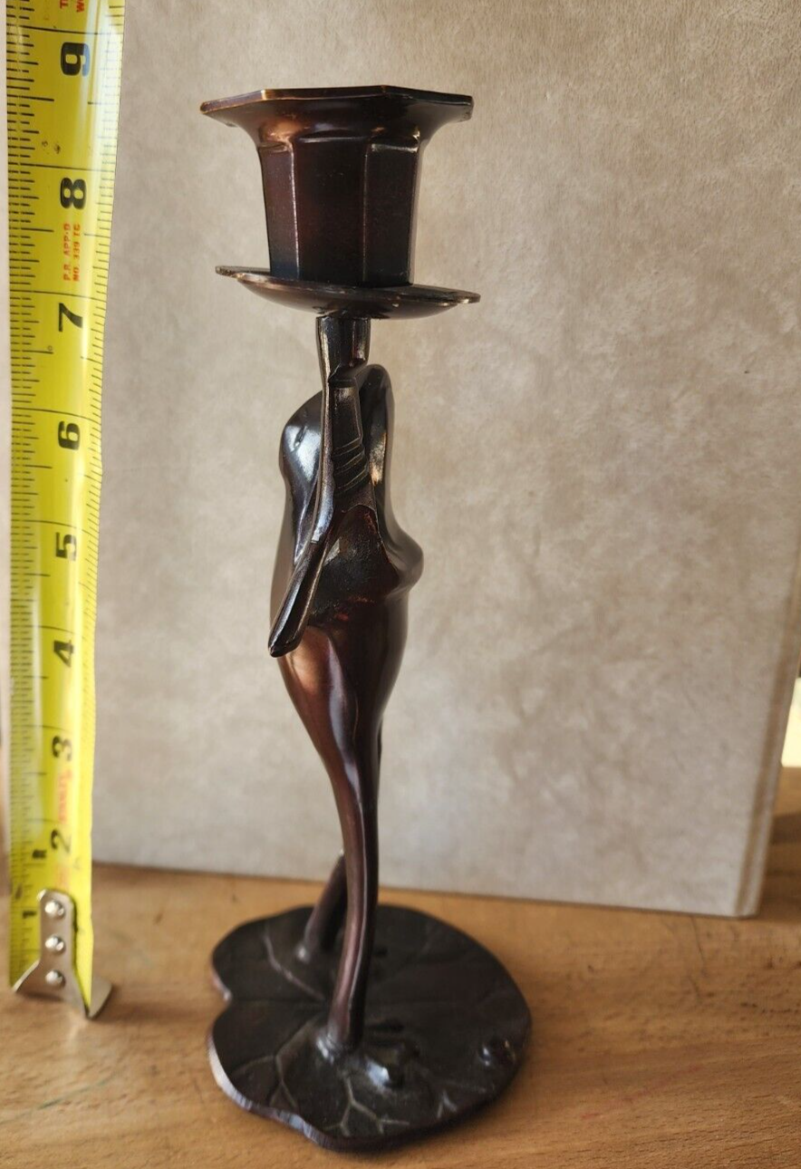 Frog Candle Holder Frog Standing on Lily Pad