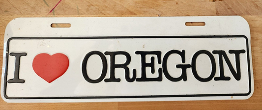 I Love Oregon Metal License Plate