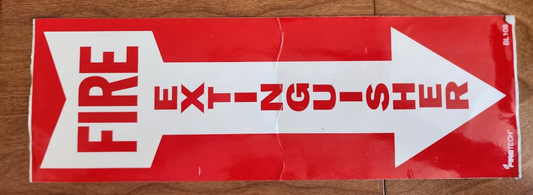 Fire extinguisher Sticker, Peel and Stick Back 12" x 4"