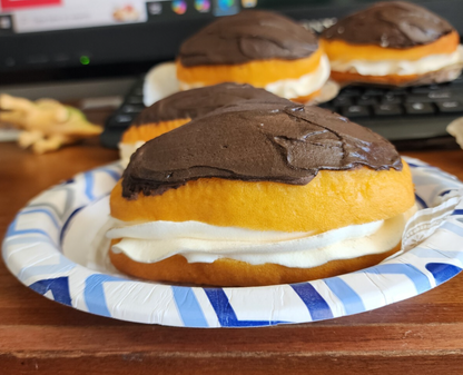 Lot of 6 Display Food Prop Boston Cream Donuts