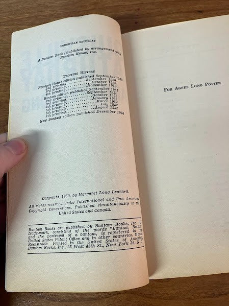 Bantam Book - Louisville Saturday by Margaret Long